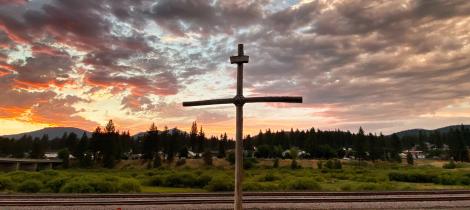 Beautiful Sunset with the Cross 