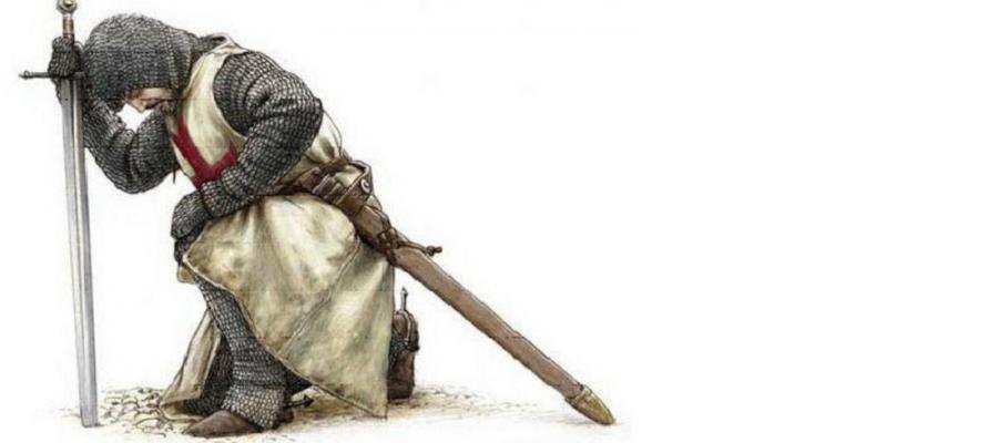Knight Kneeling in humility 