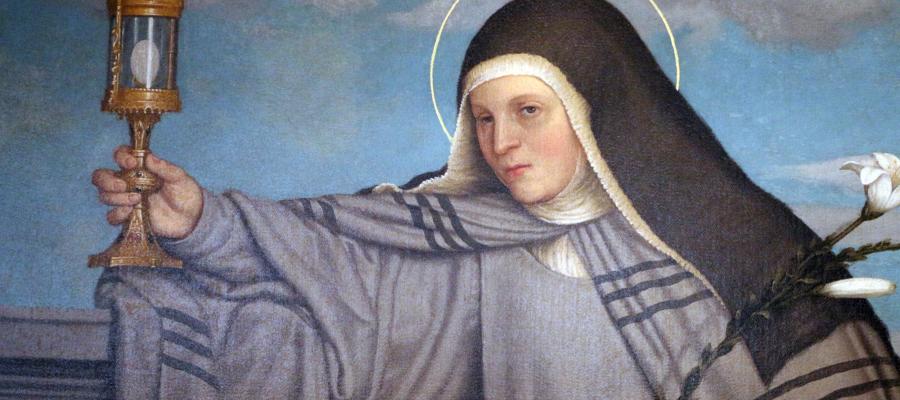 Painting of Saint Clare holding the Eucharist