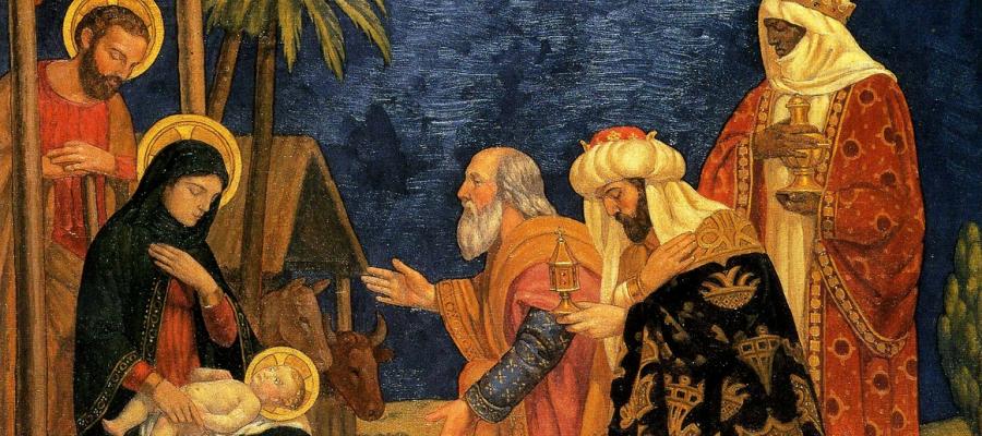 Magi worshiping Jesus