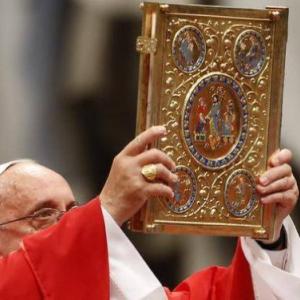 Pope Francis with the Bible
