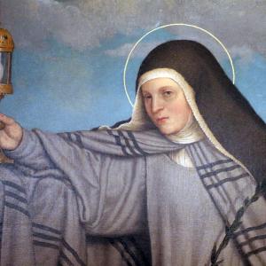 Painting of Saint Clare holding the Eucharist