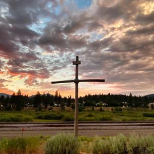 Beautiful Sunset with the Cross 